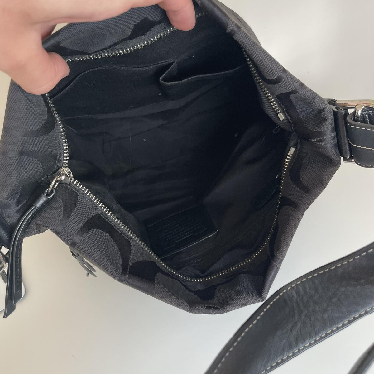 Coach Black Signature Monogram Shoulder Bag F1161-F15067