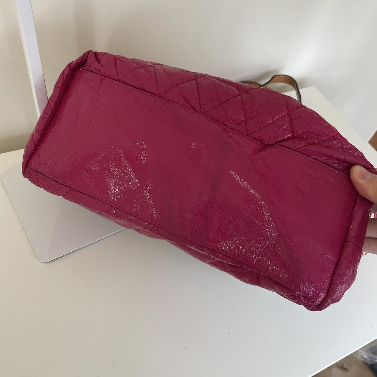 Coach Beige Signature Monogram Shoulder Bag with Pink Accents G1176-18676