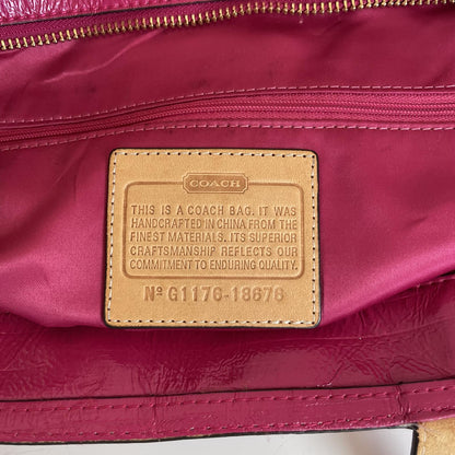 Coach Beige Signature Monogram Shoulder Bag with Pink Accents G1176-18676