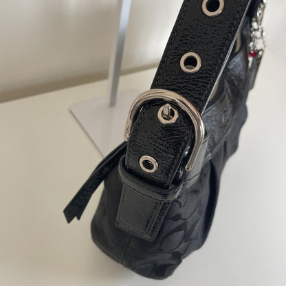 Coach Black Signature Monogram Convertible Shoulder Bag M0920-F14184