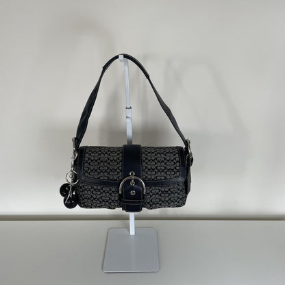 Coach Black Signature Monogram Soho Shoulder Bag M04U-1444