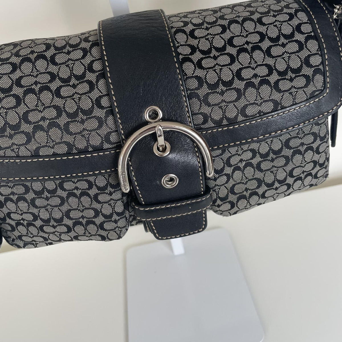 Coach Black Signature Monogram Soho Shoulder Bag M04U-1444