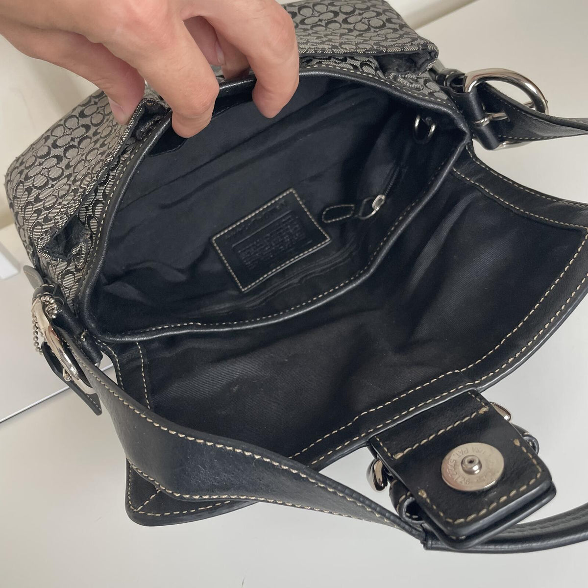 Coach Black Signature Monogram Soho Shoulder Bag M04U-1444