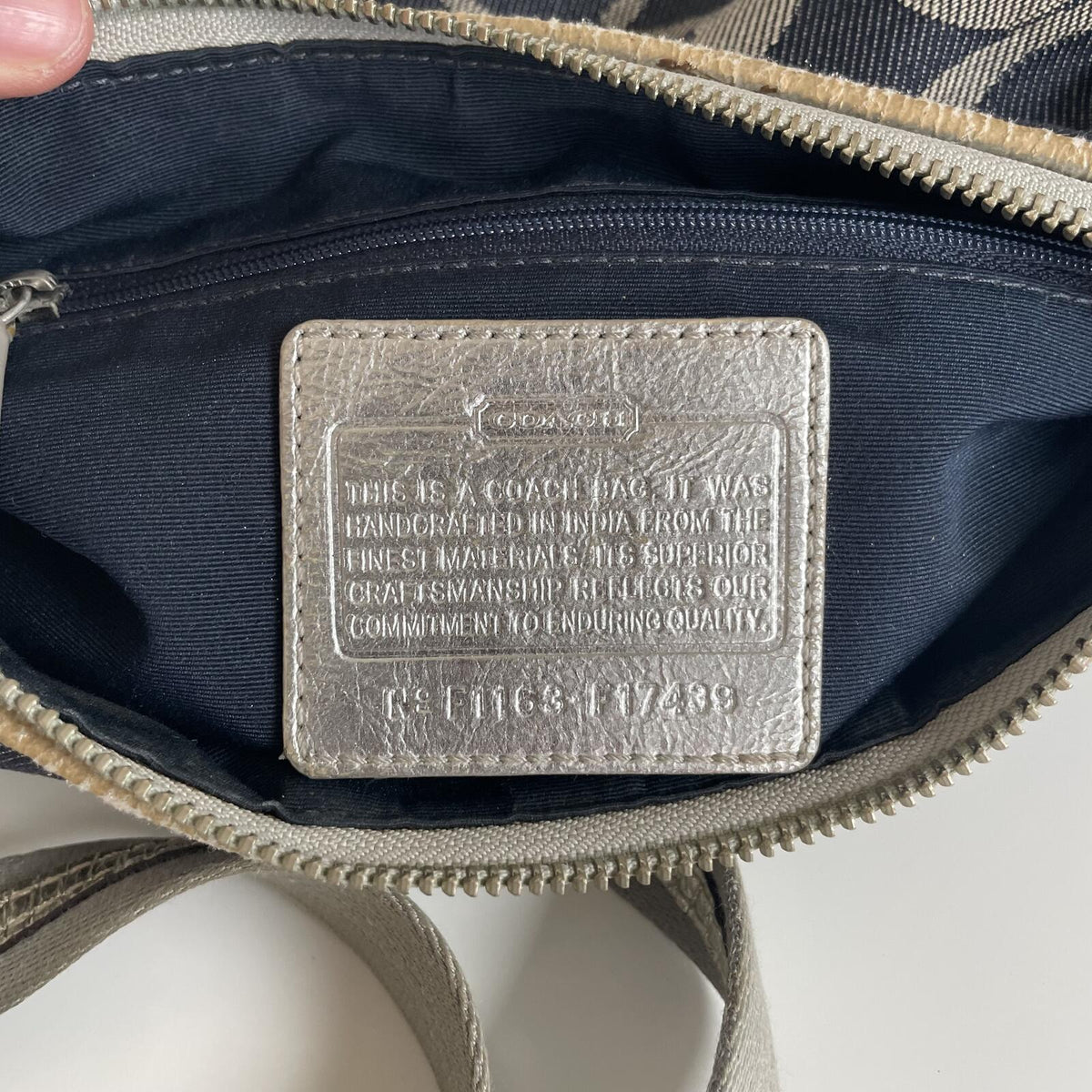 Coach Blue Denim Grey Stripe Canvas Shoulder Bag F1163-F174391