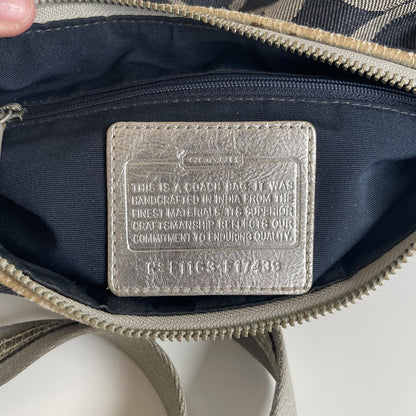 Coach Blue Denim Grey Stripe Canvas Shoulder Bag F1163-F174391
