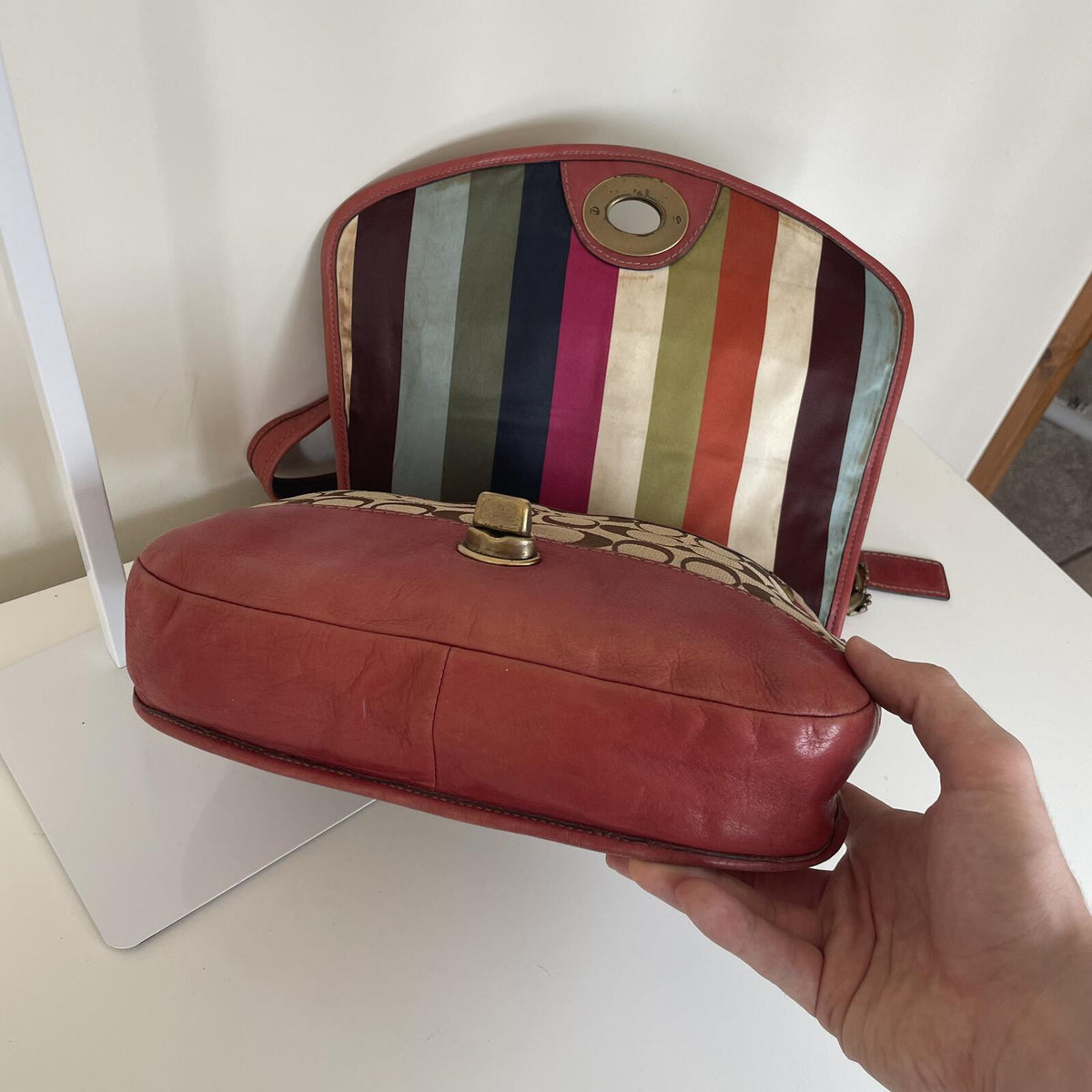 Coach Legacy 65th Big C Messenger Crossbody Bag Red/Pink G0726-11145