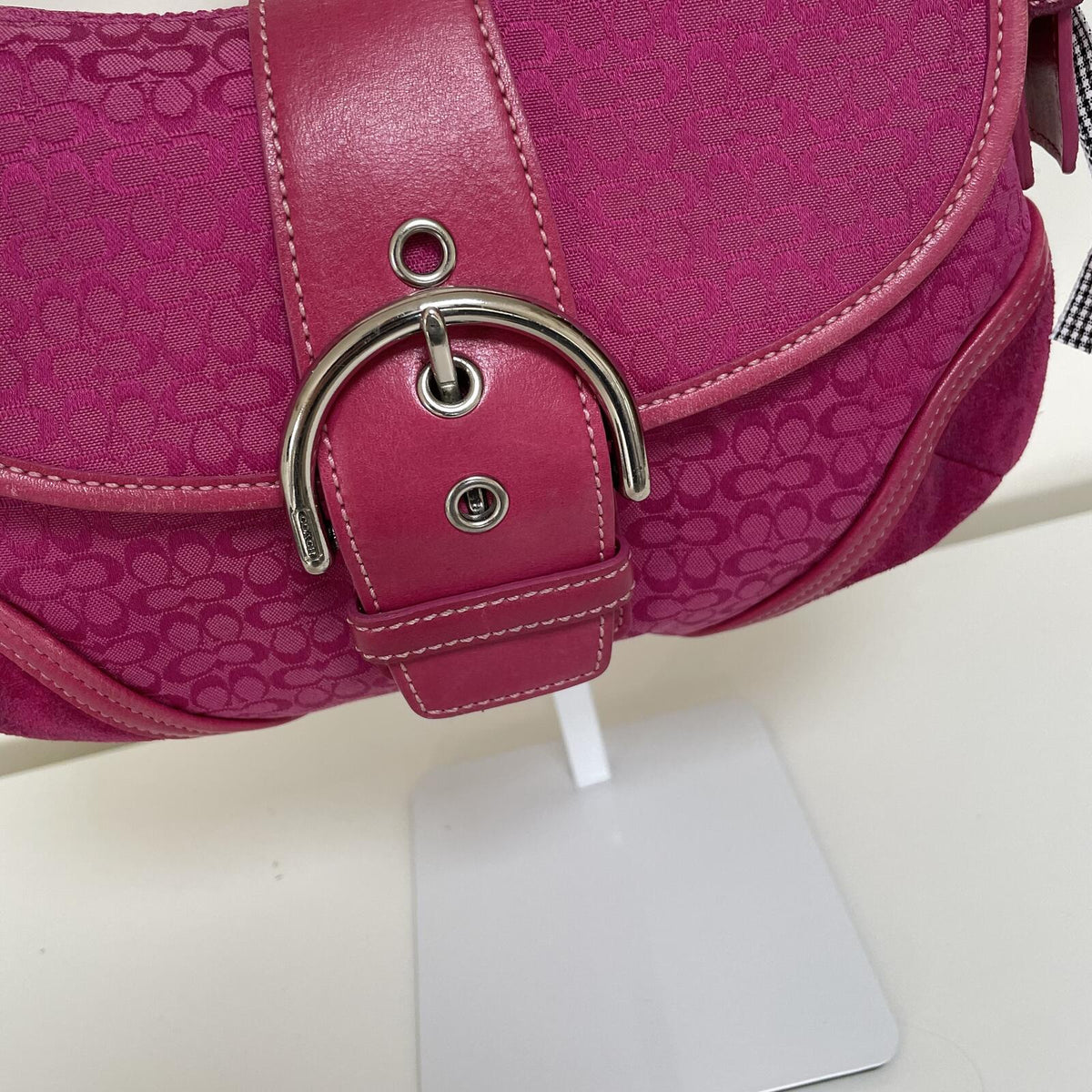 Rare Coach Soho Hot Pink Suede Leather Shoulder Bag Handbag E04J-6818