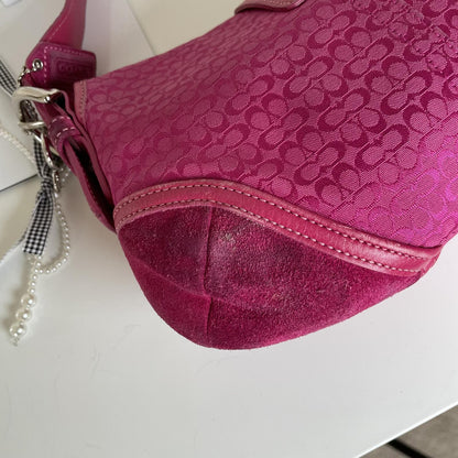 Rare Coach Soho Hot Pink Suede Leather Shoulder Bag Handbag E04J-6818