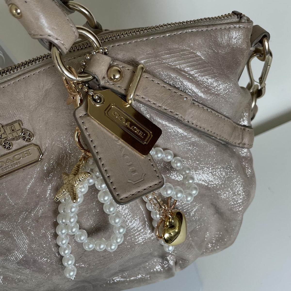 Coach Ashley Gold Convertible Shoulder Bag Handbag F1073-15922