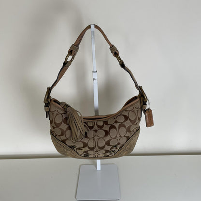 Coach Beige Signature Monogram Studded Shoulder Bag Handbag Purse Y2K G04M-9452