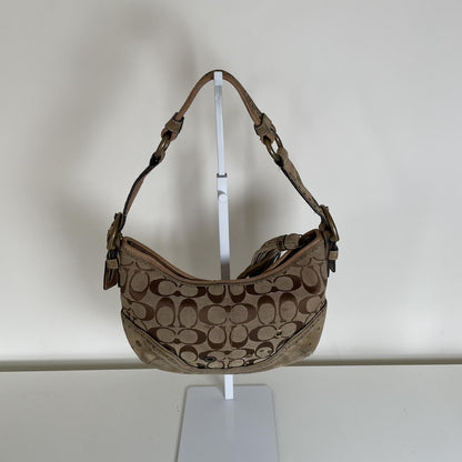 Coach Beige Signature Monogram Studded Shoulder Bag Handbag Purse Y2K G04M-9452