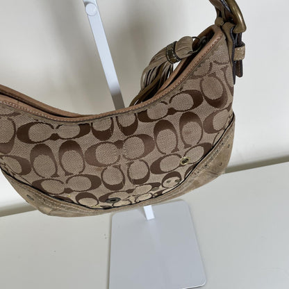 Coach Beige Signature Monogram Studded Shoulder Bag Handbag Purse Y2K G04M-9452
