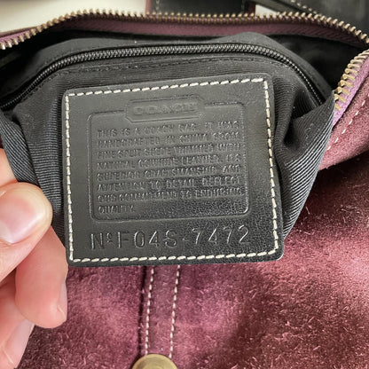 Coach Suede Hampton Buckle Front Shoulder Bag Burgundy F04S-7472