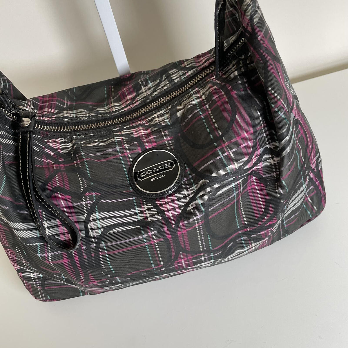 Coach Slouch Hobo Plaid Tartan Shoulder Bag Handbag Purse Y2K H1126-F17709