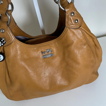 Coach Tan Leather 3 Compartment Hobo Shoulder Bag Handbag Purse D1071-14336