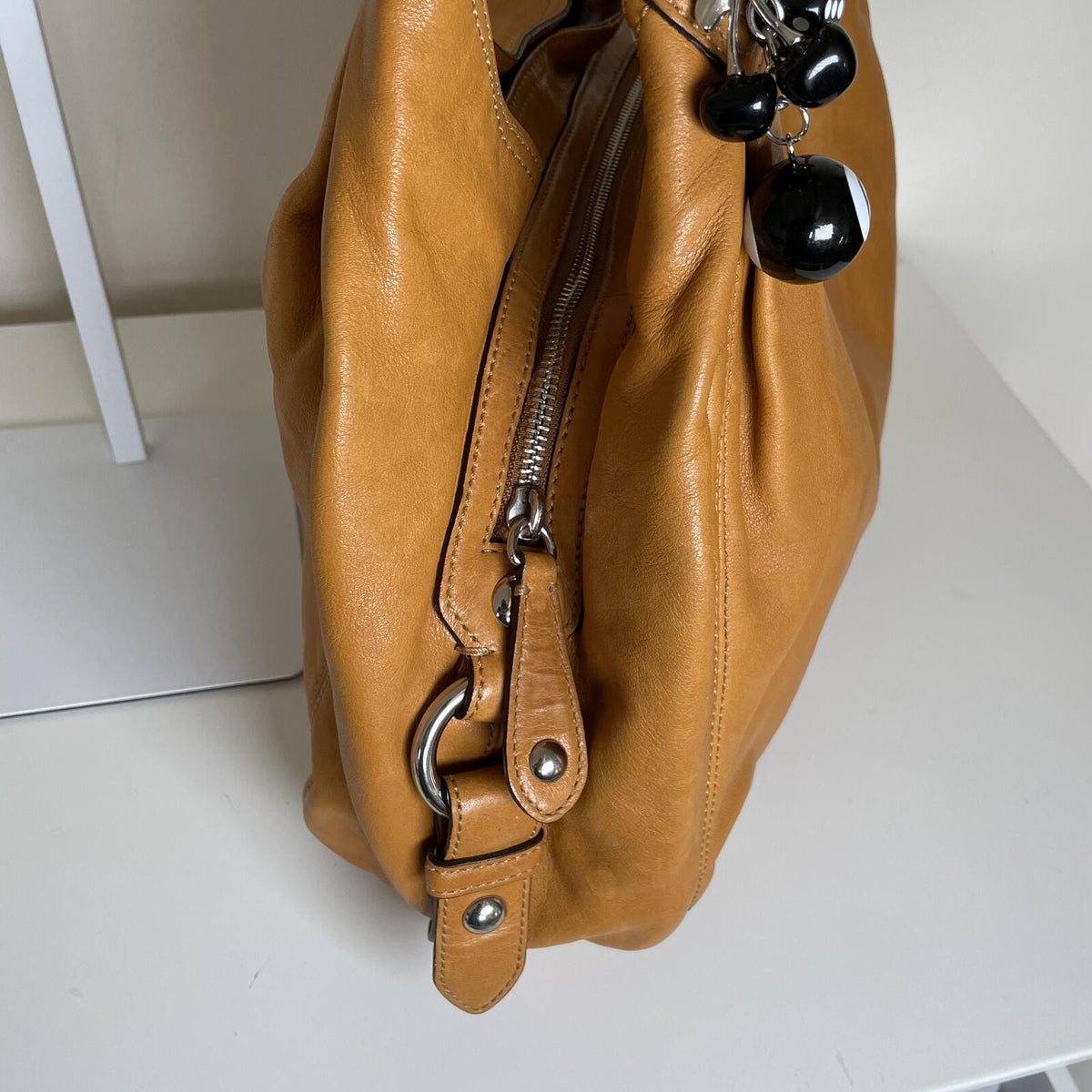 Coach Tan Leather 3 Compartment Hobo Shoulder Bag Handbag Purse D1071-14336