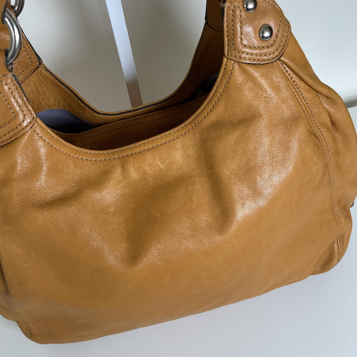 Coach Tan Leather 3 Compartment Hobo Shoulder Bag Handbag Purse D1071-14336
