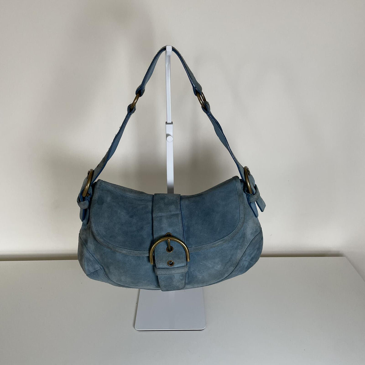 Coach Soho Blue Suede Shoulder Bag Handbag Purse K3S-9253