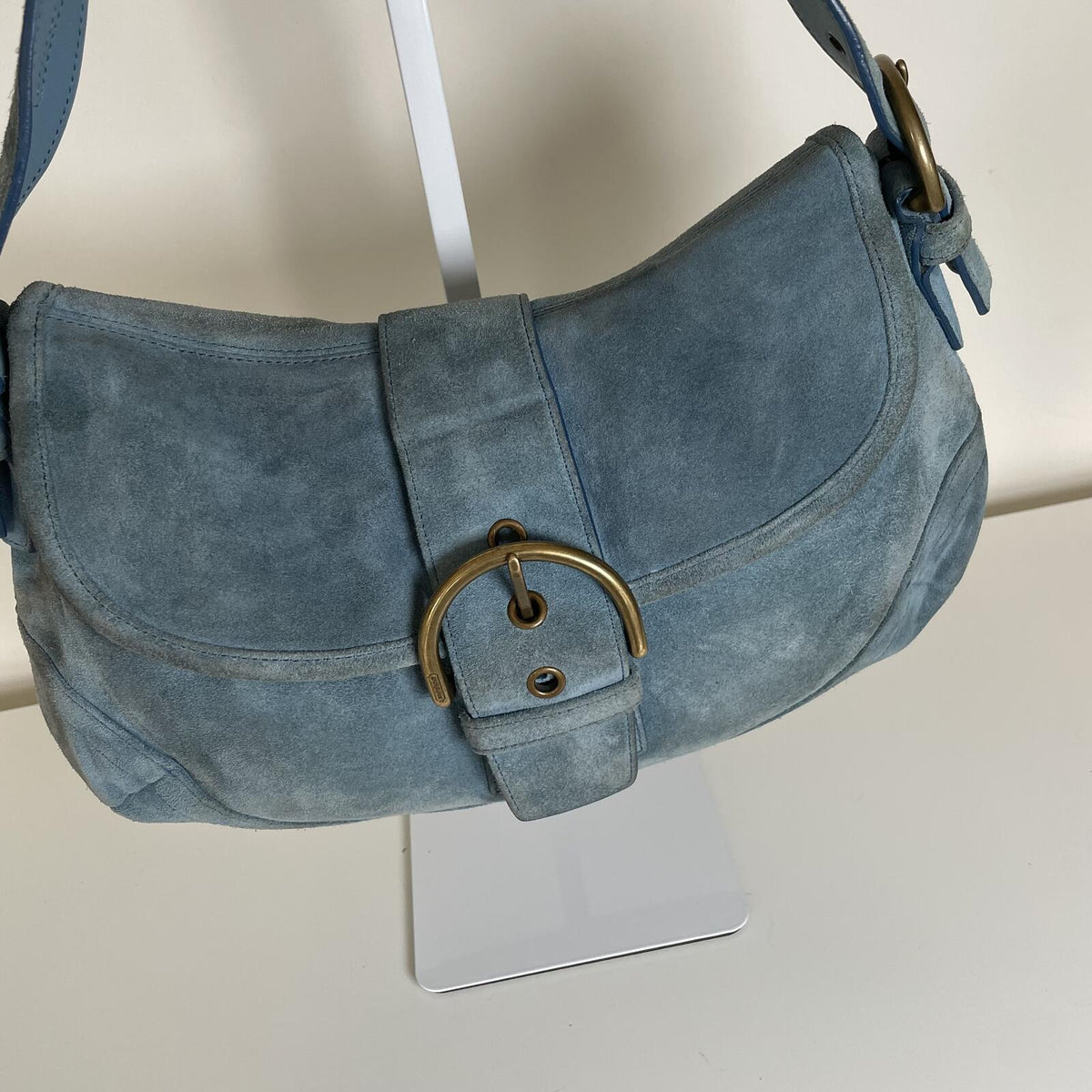 Coach Soho Blue Suede Shoulder Bag Handbag Purse K3S-9253