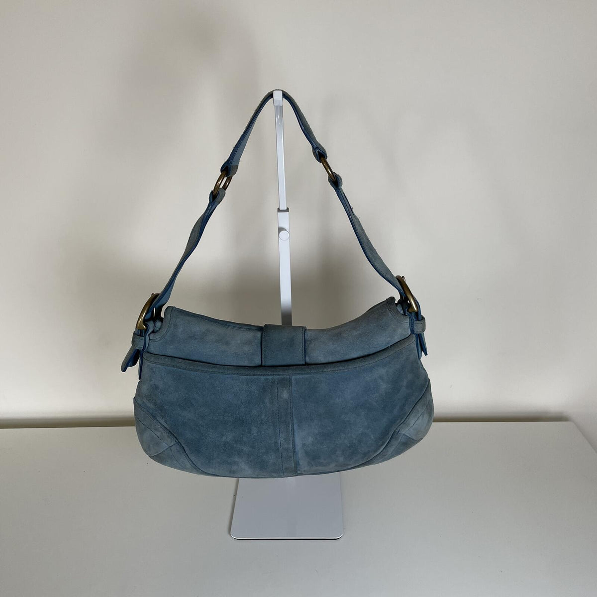 Coach Soho Blue Suede Shoulder Bag Handbag Purse K3S-9253