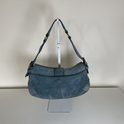 Coach Soho Blue Suede Shoulder Bag Handbag Purse K3S-9253