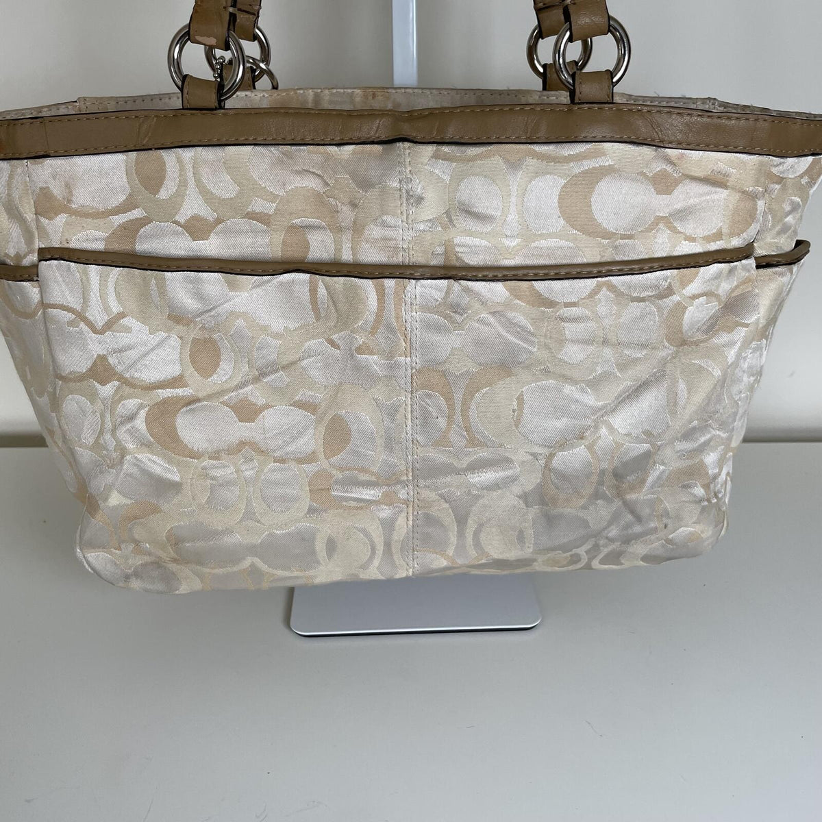 Coach Beige Monogram Tote Shoulder Bag D1126-F17881