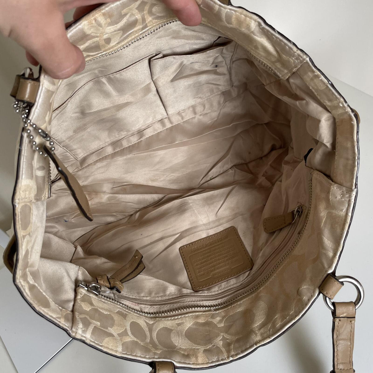 Coach Beige Monogram Tote Shoulder Bag D1126-F17881