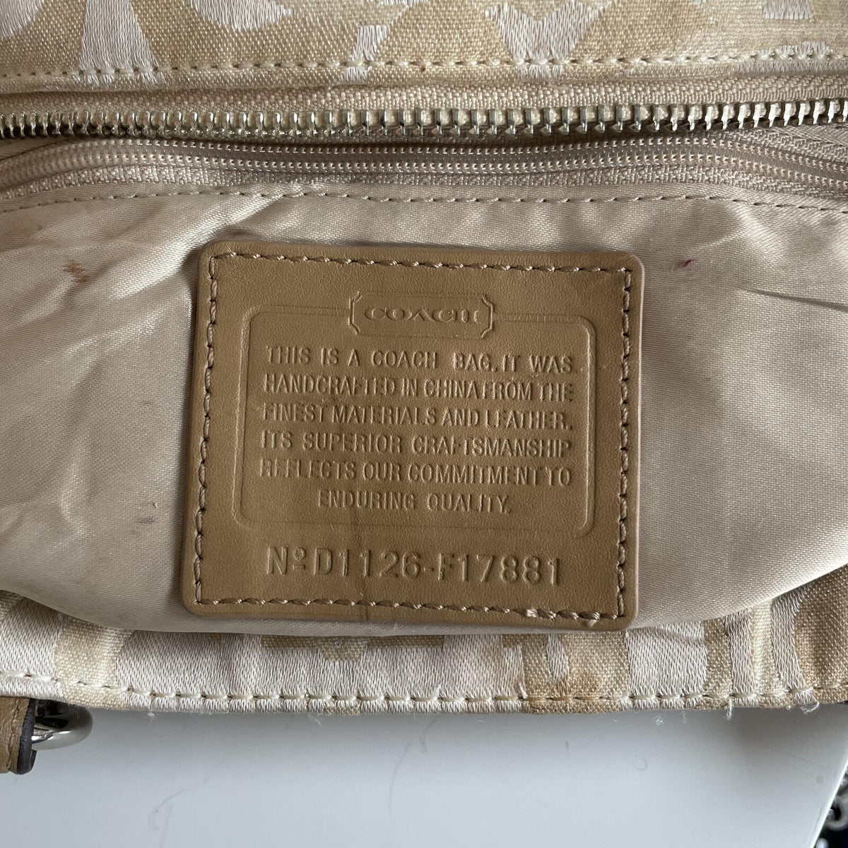 Coach Beige Monogram Tote Shoulder Bag D1126-F17881