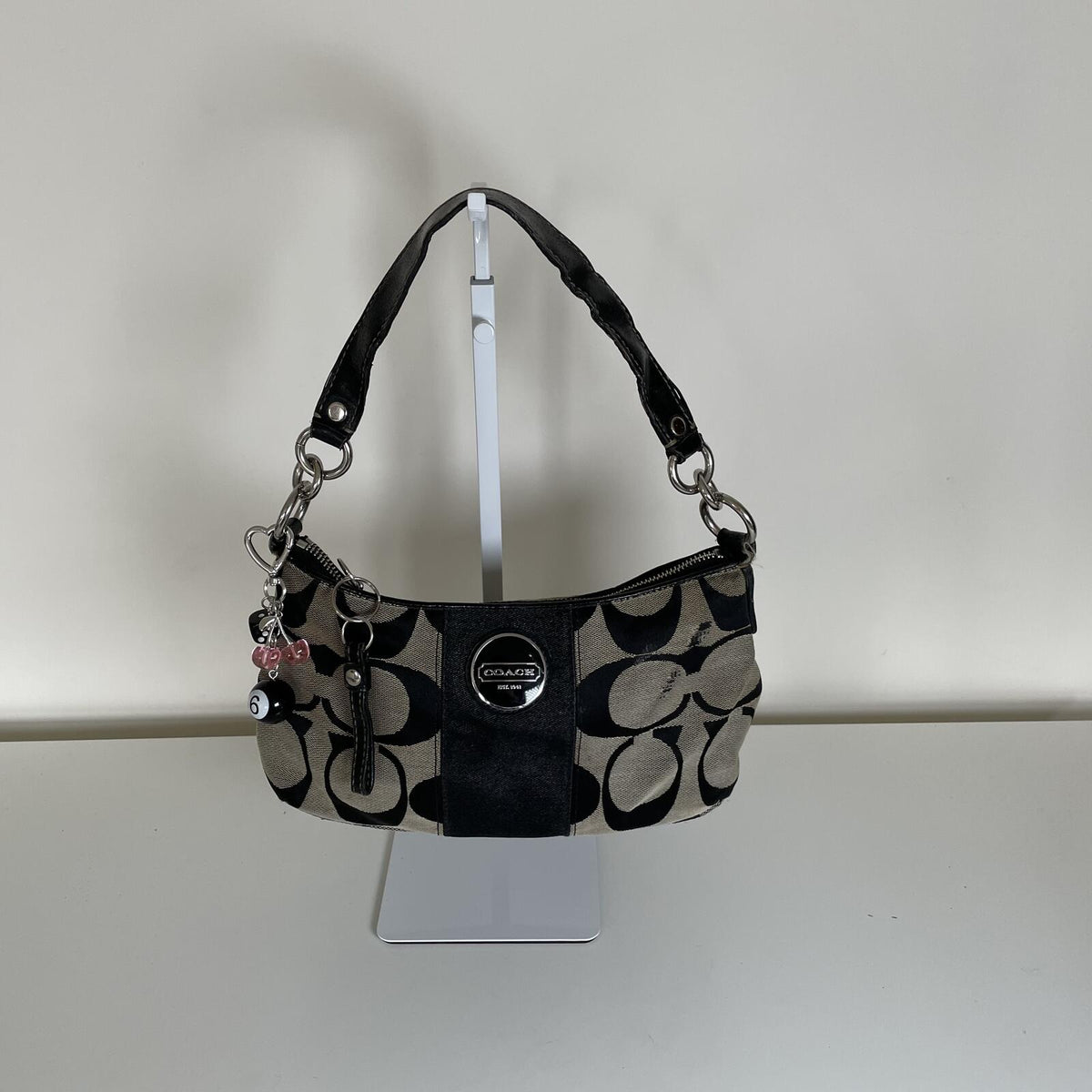 Coach Black Signature Monogram Mini Shoulder Bag E1193-F17439