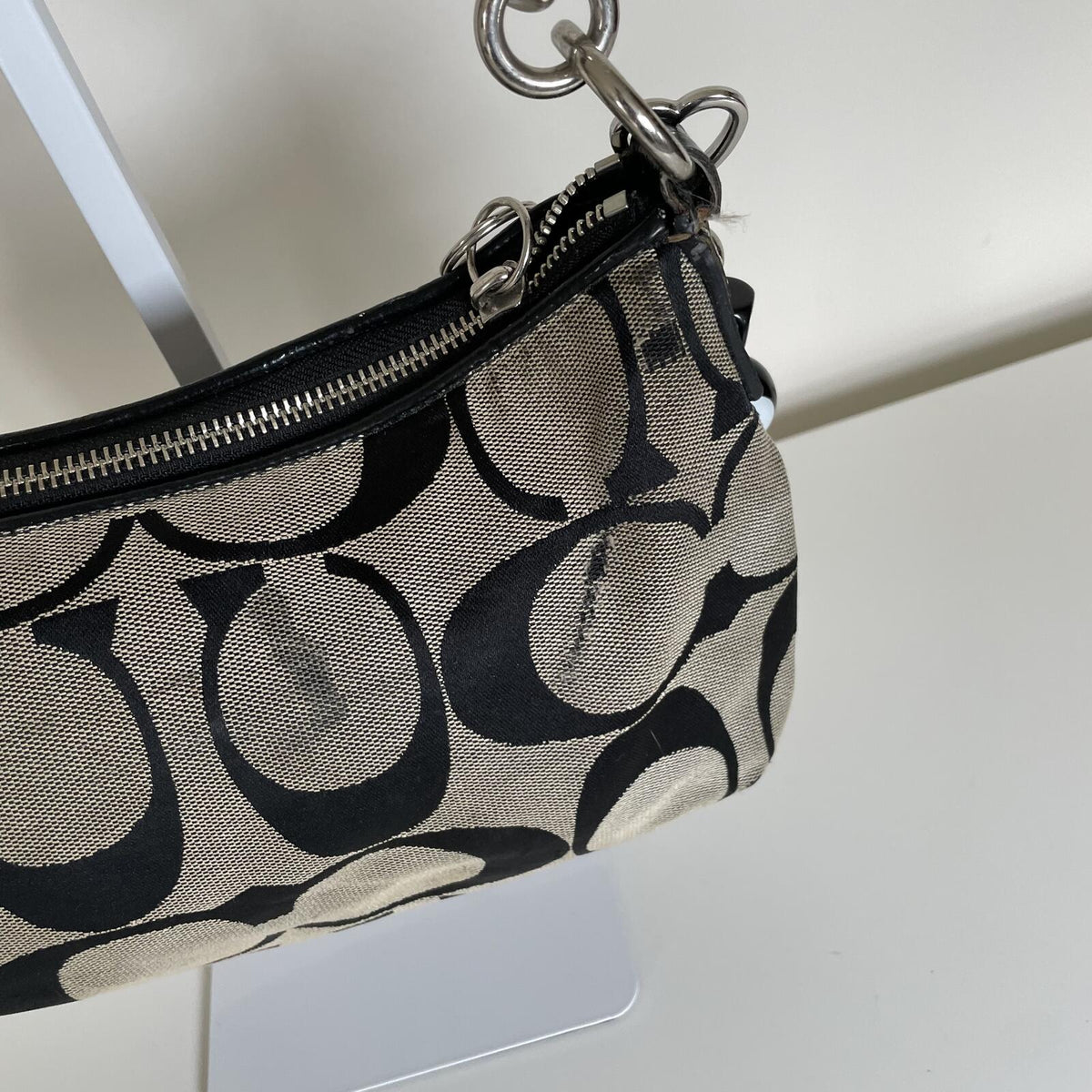 Coach Black Signature Monogram Mini Shoulder Bag E1193-F17439