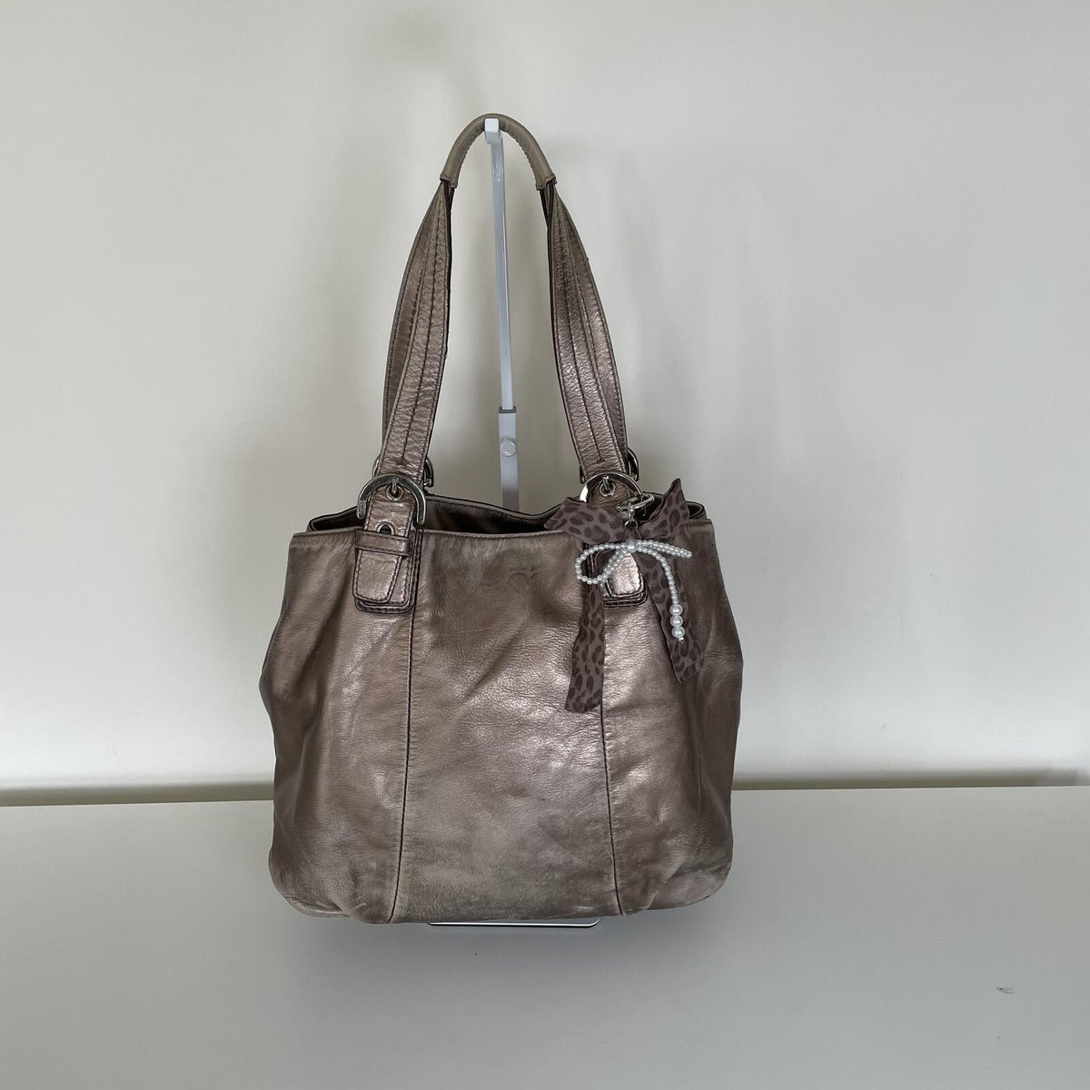 Coach Slouch Hobo Silver Leather Shoulder Bag A1293-F17216