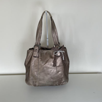 Coach Slouch Hobo Silver Leather Shoulder Bag A1293-F17216