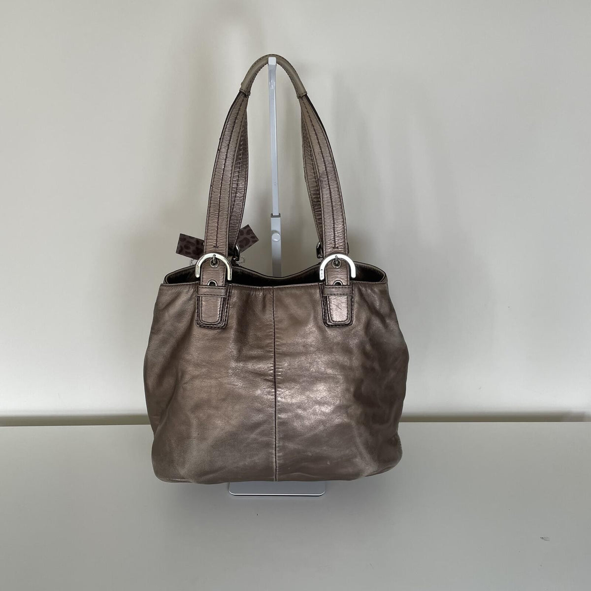 Coach Slouch Hobo Silver Leather Shoulder Bag A1293-F17216