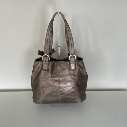 Coach Slouch Hobo Silver Leather Shoulder Bag A1293-F17216