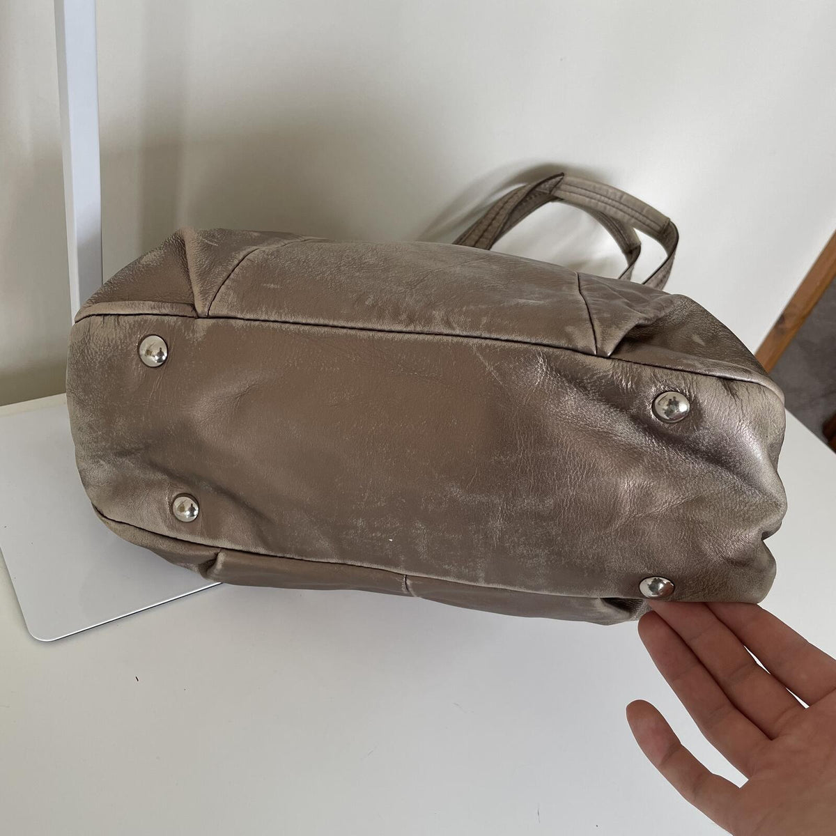 Coach Slouch Hobo Silver Leather Shoulder Bag A1293-F17216