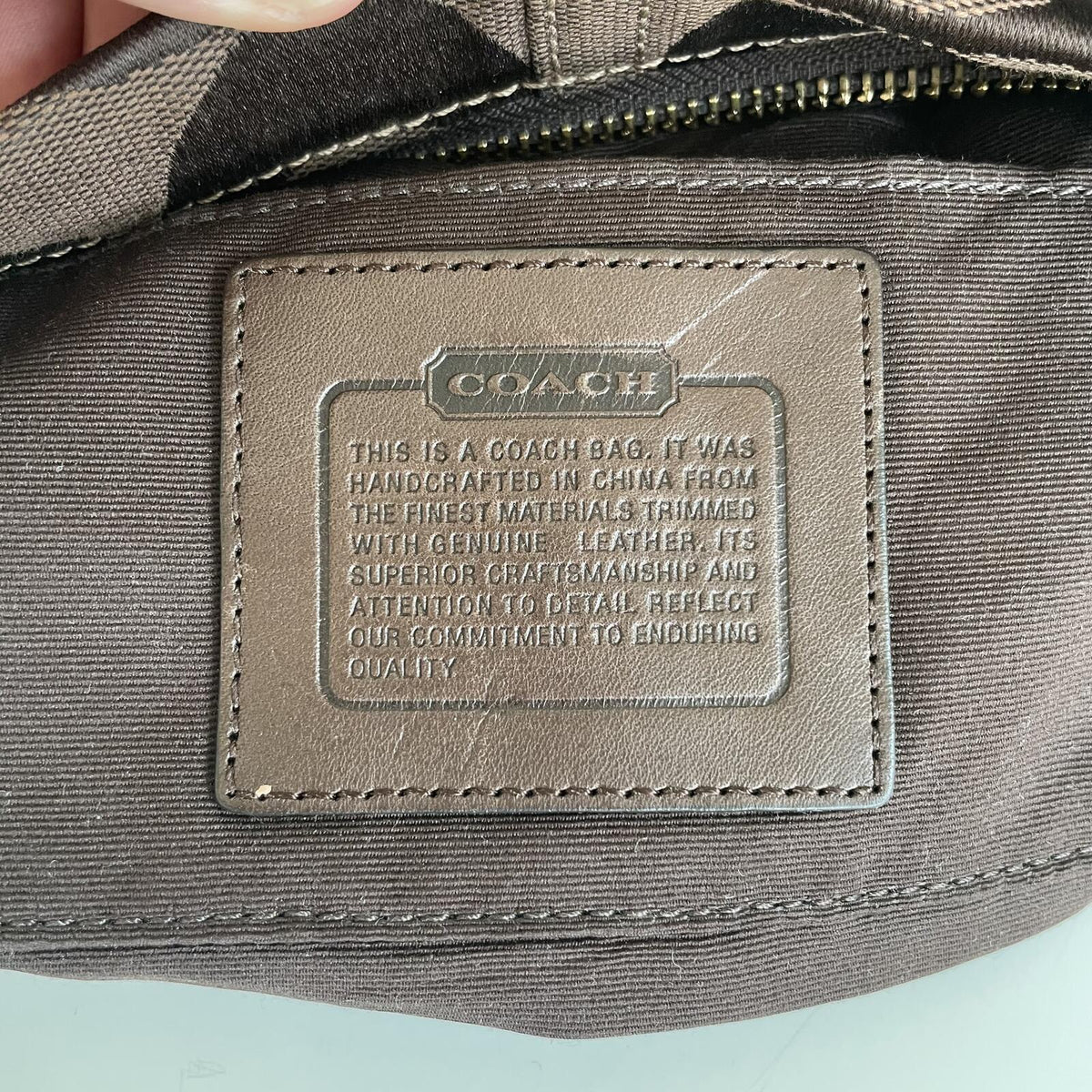 Coach Mini Carly Brown Signature Monogram Shoulder Bag