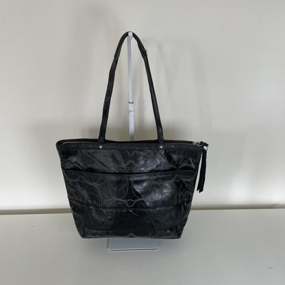 Coach Black Patent Stripe Tote Shoulder Bag Y2K D1259-F19198