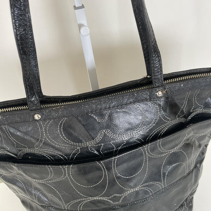 Coach Black Patent Stripe Tote Shoulder Bag Y2K D1259-F19198