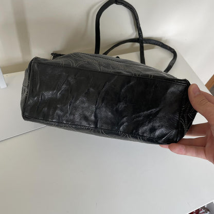 Coach Black Patent Stripe Tote Shoulder Bag Y2K D1259-F19198