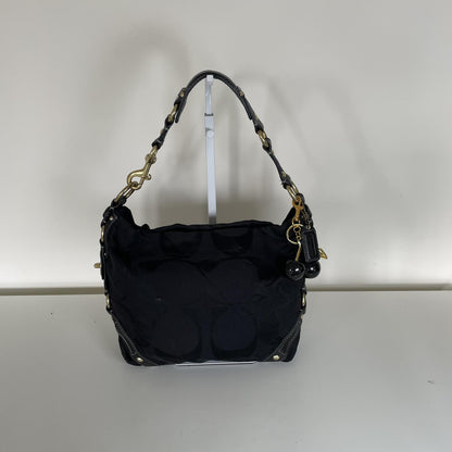 Coach Carly Black Signature Monogram Canvas Shoulder Bag D0771-10619
