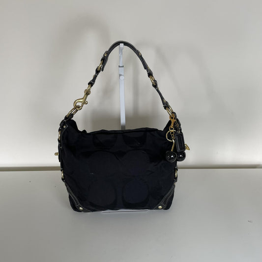 Coach Carly Black Signature Monogram Canvas Shoulder Bag D0771-10619