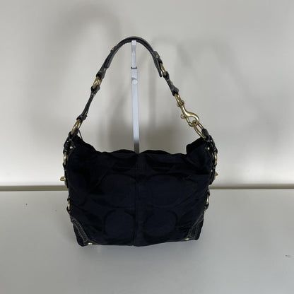 Coach Carly Black Signature Monogram Canvas Shoulder Bag D0771-10619