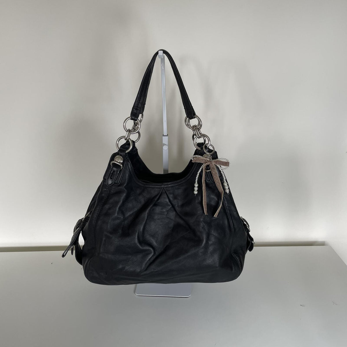 Coach Black Pleated Hobo 3 Compartment Shoulder Bag J1073-15742