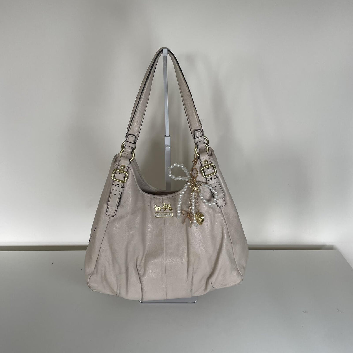 Coach Madison Beige Leather Hobo Shoulder Bag J1176-16503
