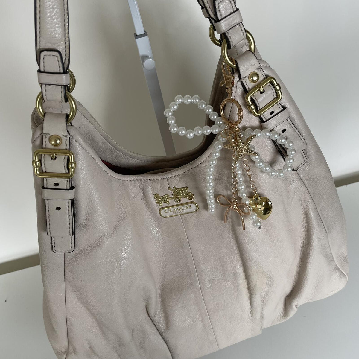 Coach Madison Beige Leather Hobo Shoulder Bag J1176-16503