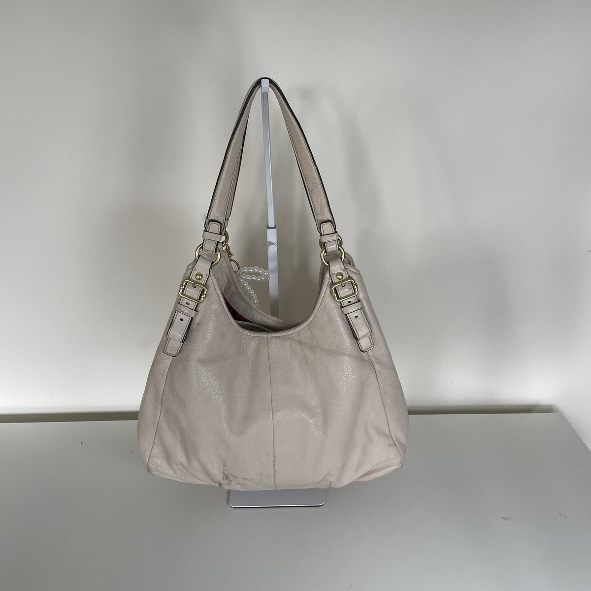 Coach Madison Beige Leather Hobo Shoulder Bag J1176-16503