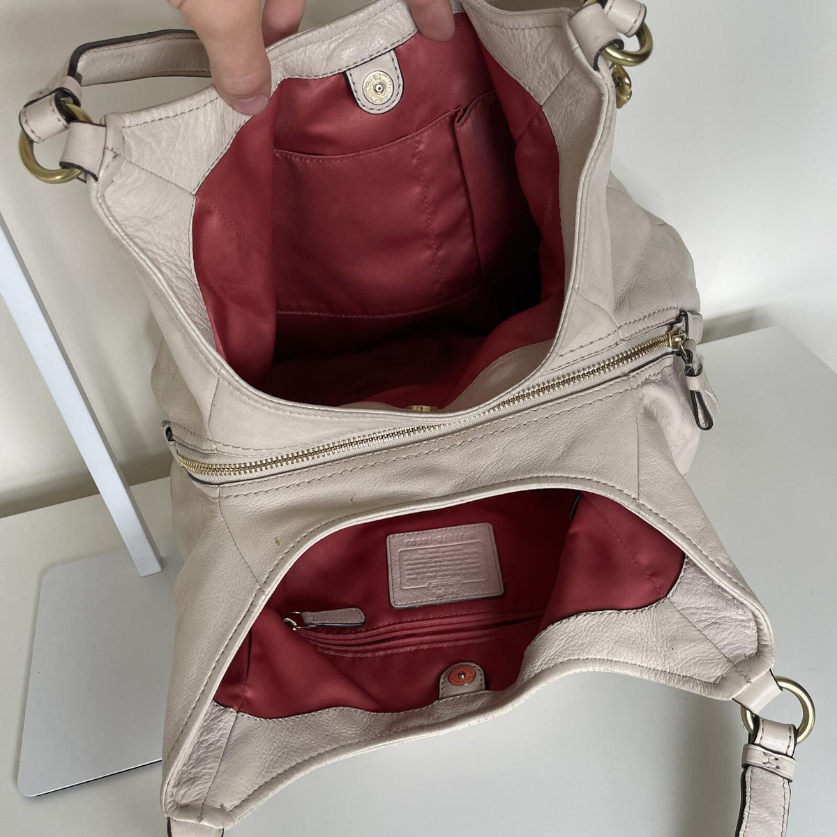 Coach Madison Beige Leather Hobo Shoulder Bag J1176-16503