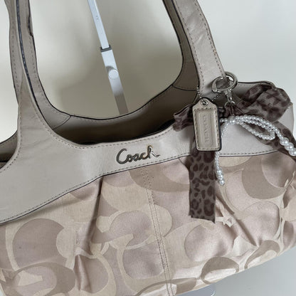 Coach Beige Monogram Sateen 3 Compartment Shoulder Bag M1120-F18826