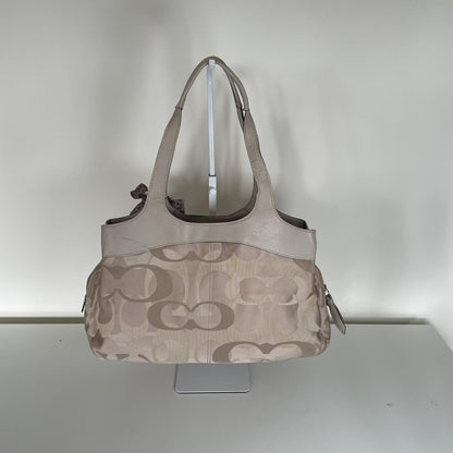 Coach Beige Monogram Sateen 3 Compartment Shoulder Bag M1120-F18826