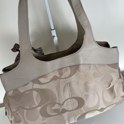 Coach Beige Monogram Sateen 3 Compartment Shoulder Bag M1120-F18826